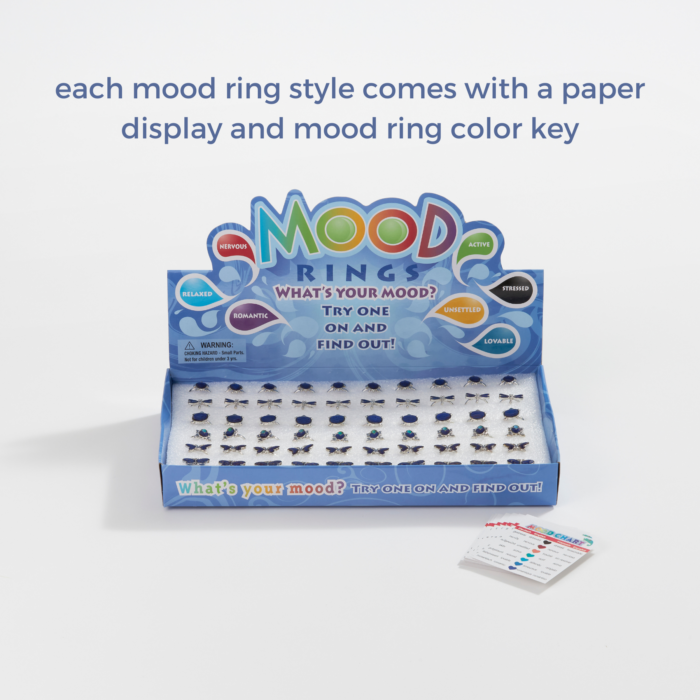 Mood Ring Colour Changing Kids Silver Colour & Mood Chart - Sizes Available