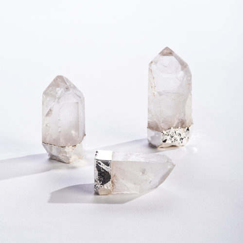 Silver Gilded Natural Standing Quartz Points