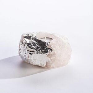 Quartz Tea Light Holder With Silver Plating
