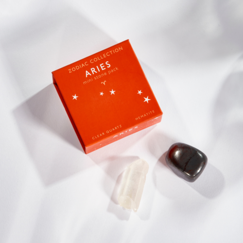 wholesale zodiac collection mini stone pack: aries with clear quartz and hematite
