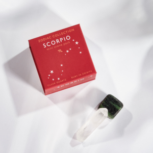 wholesale zodiac collection mini stone pack: scorpio with clear quartz and ruby in zosite