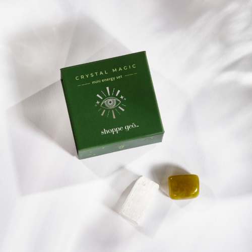 wholesale crystal magic mini energy set: dream and shine with selenite and nephrite jade