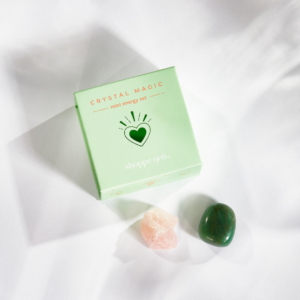 wholesale crystal magic mini energy set: compassion and care with rose quartz and green aventurine crystals