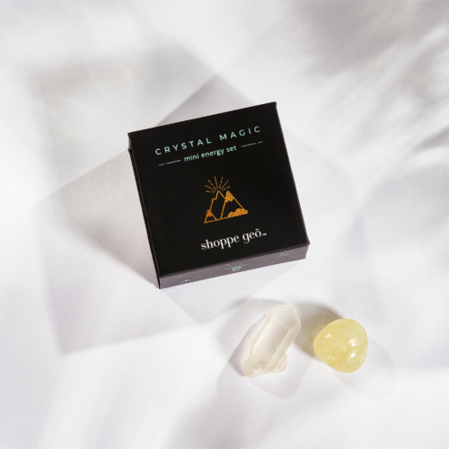 wholesale crystal magic mini energy set: abundance and strength with clear quartz and citrine crystals