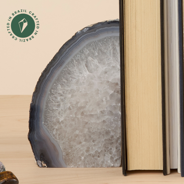 Teal Agate Bookend Pair, Natural Geode - View #8