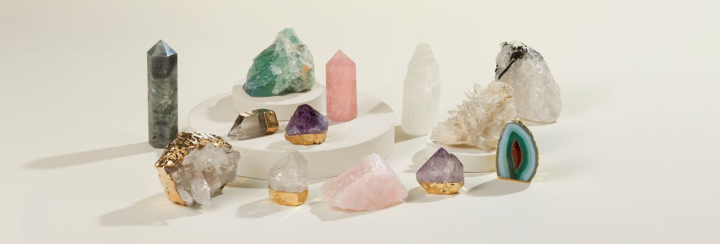 An assortment of standing crystals for the home in order to create sanctuary