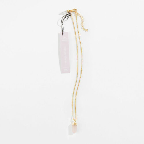 Mini Pendulum Necklace: Rose Quartz