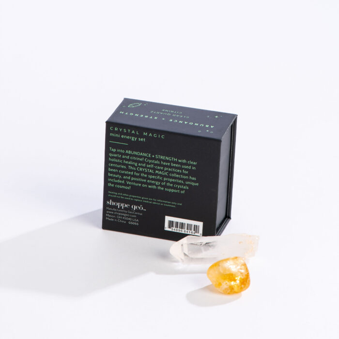 wholesale crystal magic mini energy set: abundance and strength with clear quartz and citrine crystals