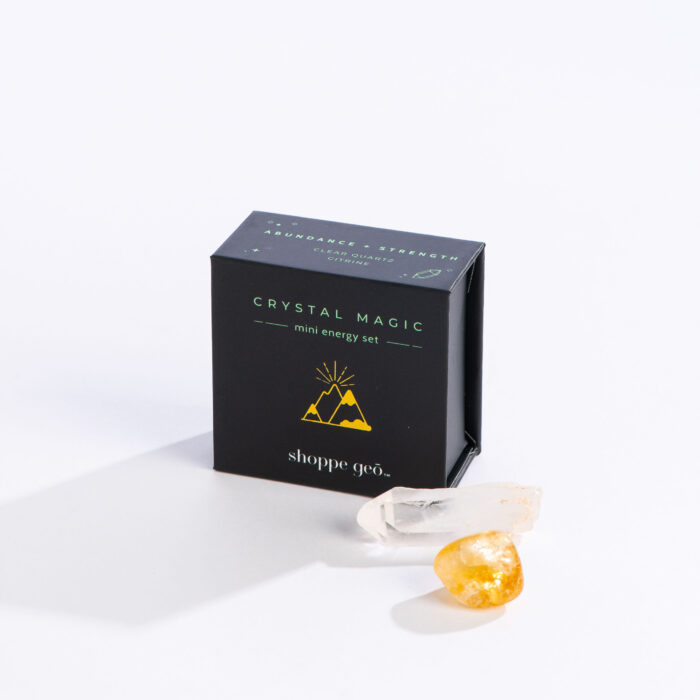 wholesale crystal magic mini energy set: abundance and strength with clear quartz and citrine crystals