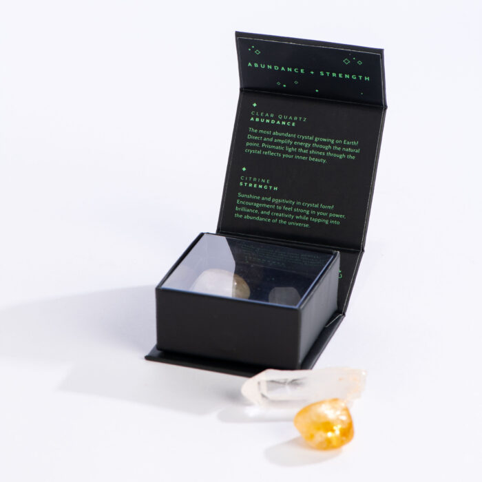 wholesale crystal magic mini energy set: abundance and strength with clear quartz and citrine crystals