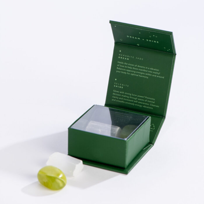 wholesale crystal magic mini energy set: dream and shine with selenite and nephrite jade