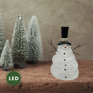 Frosted Snowman Lantern - Small