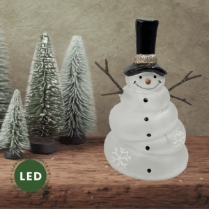 Frosted Snowman Lantern - Large