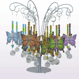 Assorted Butterfly Suncatcher Pendants w/ Display - 24pc