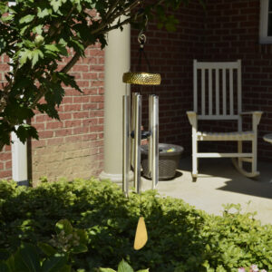 Gold Hammered Wind Chime with Silver Details - 31"