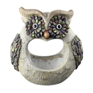 Owl Planter w/ Faux Stone Detailing (enclosed)