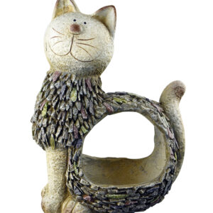 Cat Planter w/ Faux Stone Detailing (enclosed)