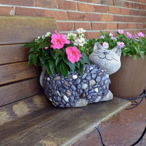 Cat Planter w/ Faux Stone Detailing