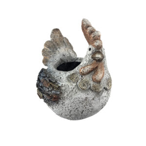 Mini Rooster Planter w/ Faux Wood Finish