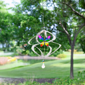 Silver Butterfly Cosmix Suncatcher Spinner - 12"