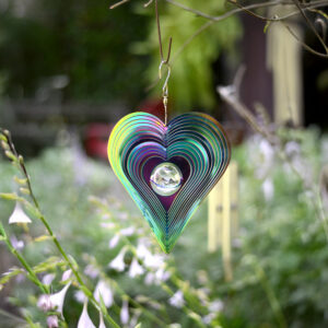 Geometric Rainbow Heart Spinner w/ Crystal Accent