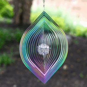 Geometric Rainbow Cat Eye Spinner w/ Crystal Accent