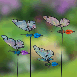 Multicolor Glass Butterfly Stake Assortment - 12pc