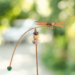 Natural Dragonfly Balancer Garden Stake w/ MGO Stone Accents