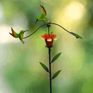 Hummingbirds and Flower Balancer Garden Stake - 40"