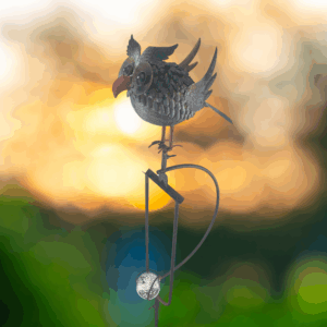 Small Round Owl Balance Rocker Garden Stake