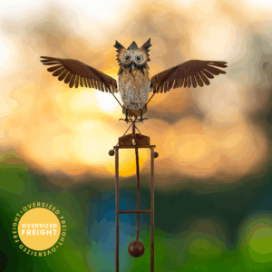 Large Owl Balance Rocker Garden Stake - over 3 ft Wingspan!