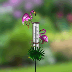 Flamingos Rain Gauge Garden Stake - 36"