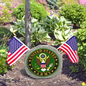 U.S. Army Garden Stone with Flags - 10"