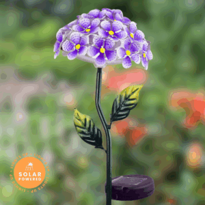 Purple Hydrangea Flower Solar Light Garden Stake