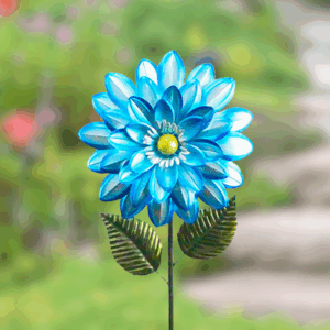 Blue Dahlia Garden Stake