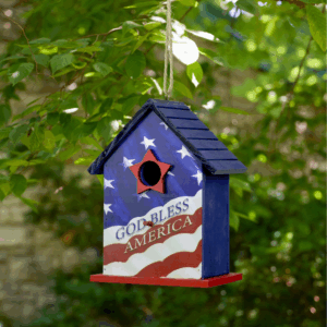 "God Bless America" Wooden Birdhouse - 1.25" opening