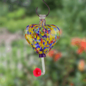 Rainbow Glass Heart Hummingbird Feeder - 6 oz