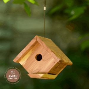 Hanging Cedar Wren Bird House - Amish Made (1" opening)