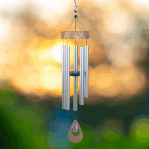 Rose Gold Hammered Wind Chime with Crystal - 31"