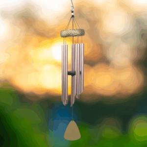 Rose Gold Hammered Wind Chime with Gold Details - 31"