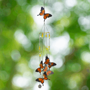 Orange Butterflies Spiral Wind Chime Mobile - 30"