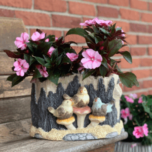 Birds on a Tree Stump Planter
