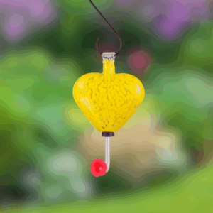 Yellow Glass Heart Hummingbird Feeder - 6 oz