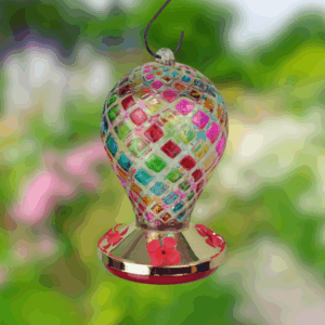 Rainbow Glass Hummingbird Feeder - 26 oz