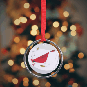 Charley Harper Cardinal with Berries Keepsake Ornament - 3" diameter