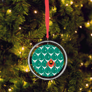 Charley Harper Coniferous Cardinal Keepsake Ornament - 3" diameter