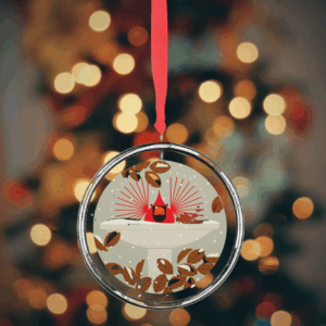 Charley Harper "Brrrrrdbath" Keepsake Ornament - 3" diameter