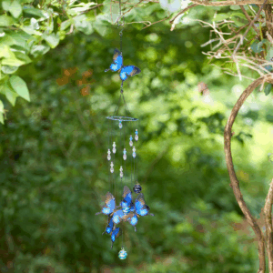 Blue Butterflies Spiral Wind Chime Mobile - 30"