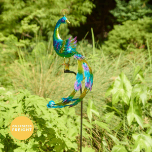 Small Peacock Balance Rocker Garden Stake - 5 ft tall!