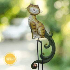 Small Smiling Cat Balance Rocker Garden Stake